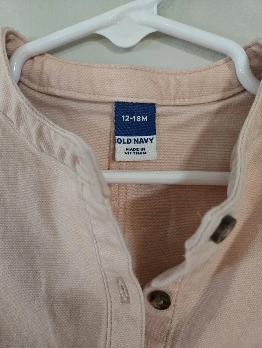 Old Navy Baby Girls Pink Utility Jumpsuit Romper 12-18M Belted Button Front